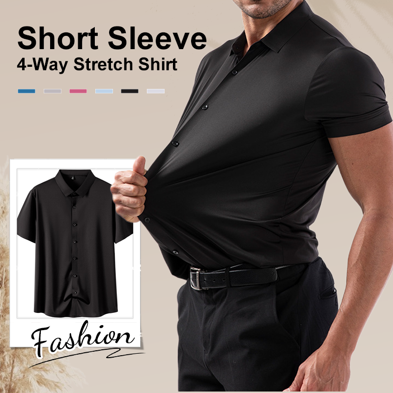 Chemise Homme à Manches Courtes avec Tissu Extensible 4 Directions