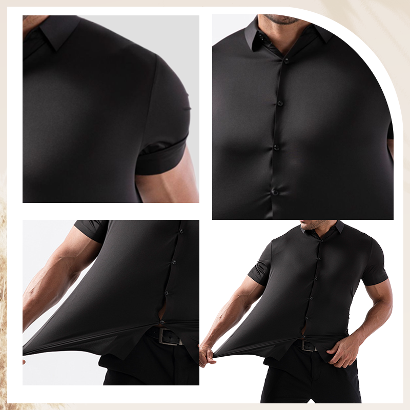 Chemise Homme à Manches Courtes avec Tissu Extensible 4 Directions