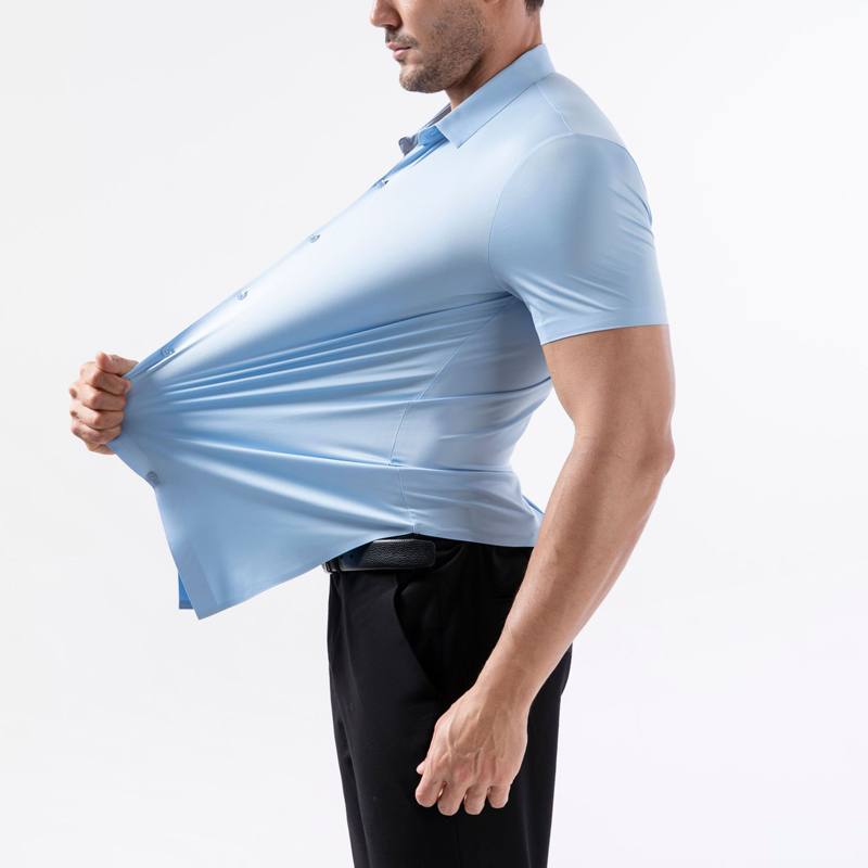 Chemise Homme à Manches Courtes avec Tissu Extensible 4 Directions