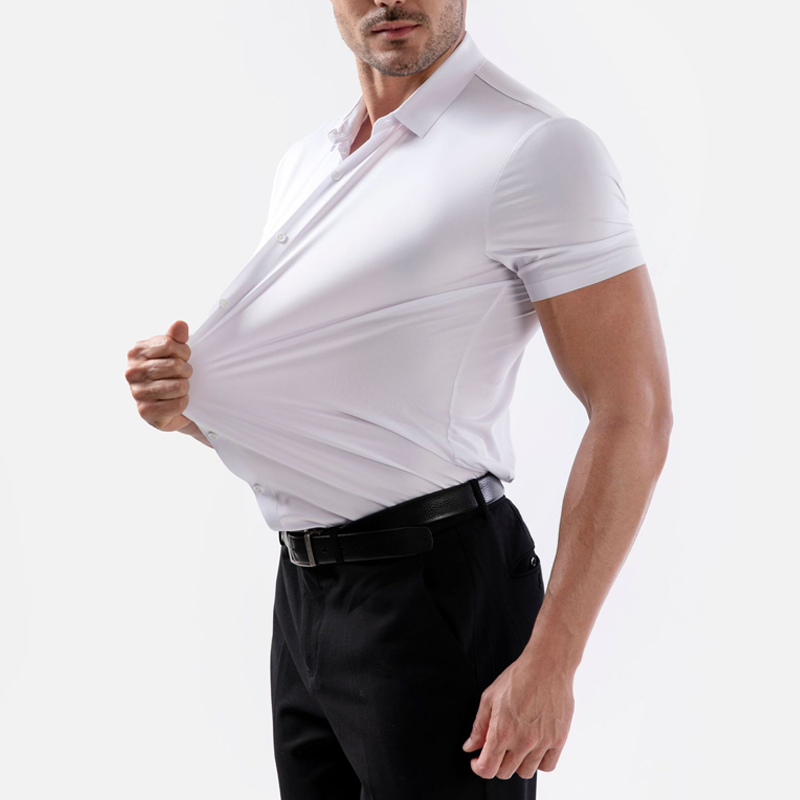 Chemise Homme à Manches Courtes avec Tissu Extensible 4 Directions