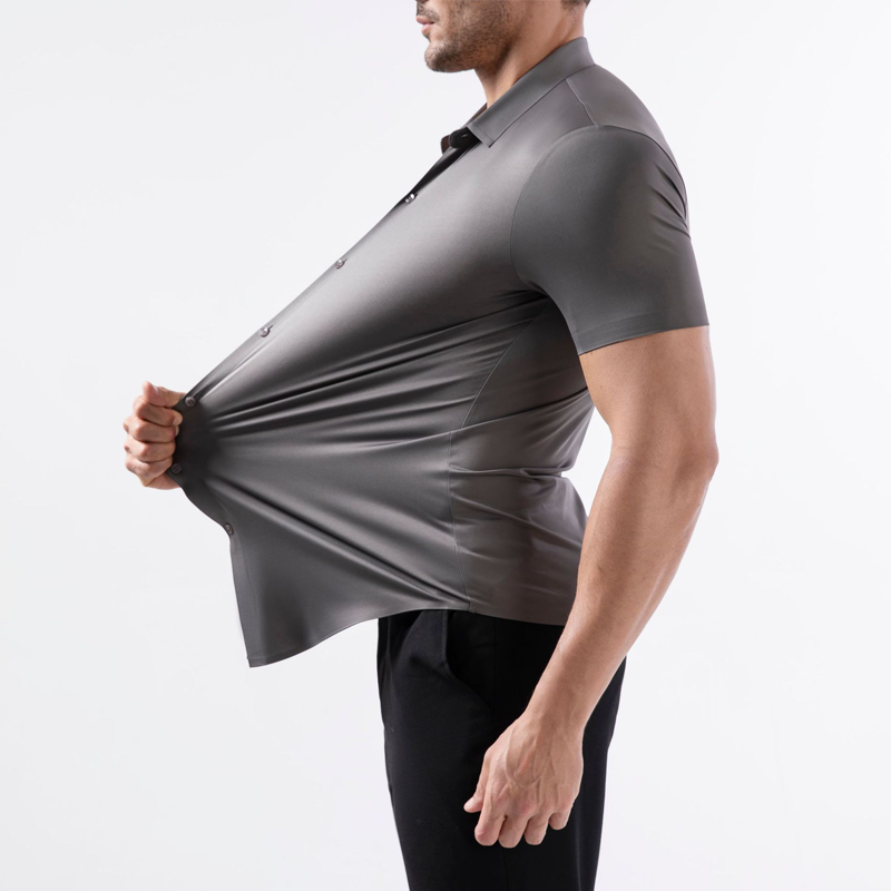 Chemise Homme à Manches Courtes avec Tissu Extensible 4 Directions