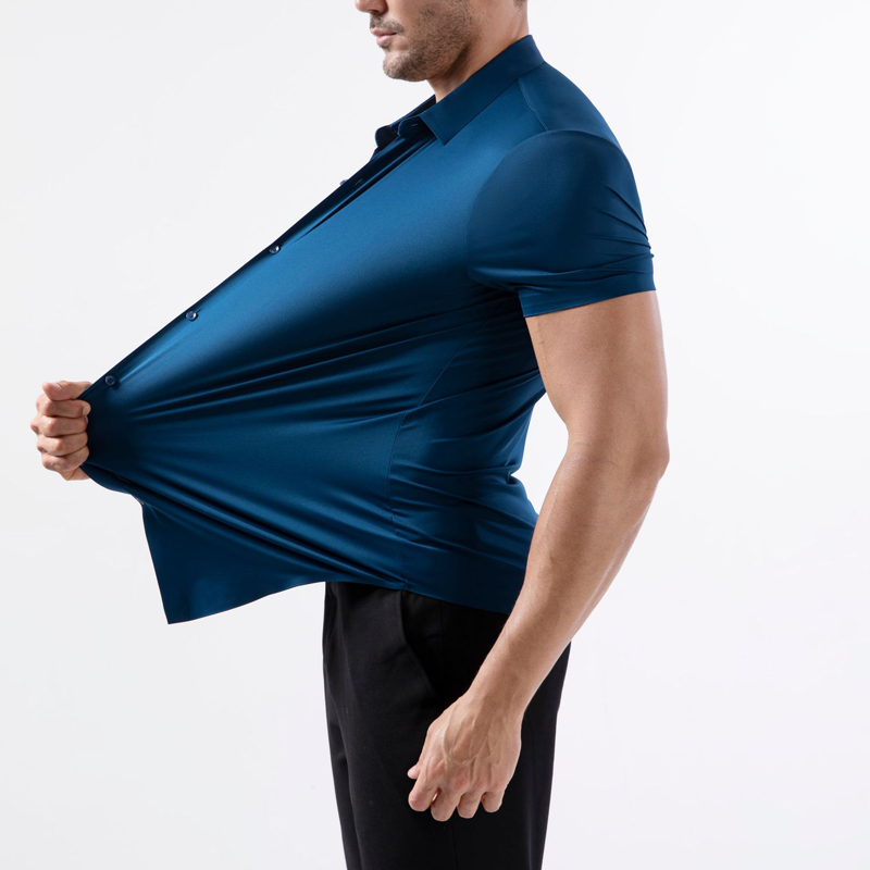 Chemise Homme à Manches Courtes avec Tissu Extensible 4 Directions