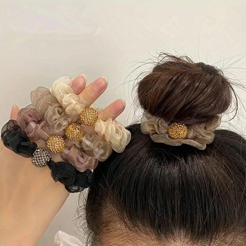 🌟Eleganti elastici per capelli in rete di strass💕