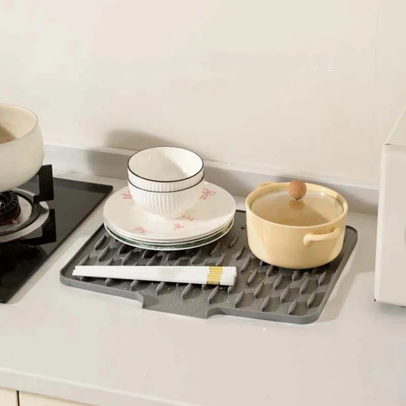 💥 Protège-plan de travail en silicone anti-débordement - Tapis thermorésistant et antidérapant pour sécher sans gouttes 💥