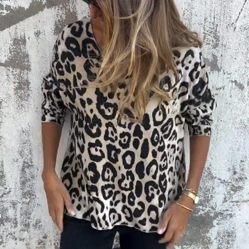 💕 Remise limitée de 50 % 💕 Top femme col rond léopard extensible