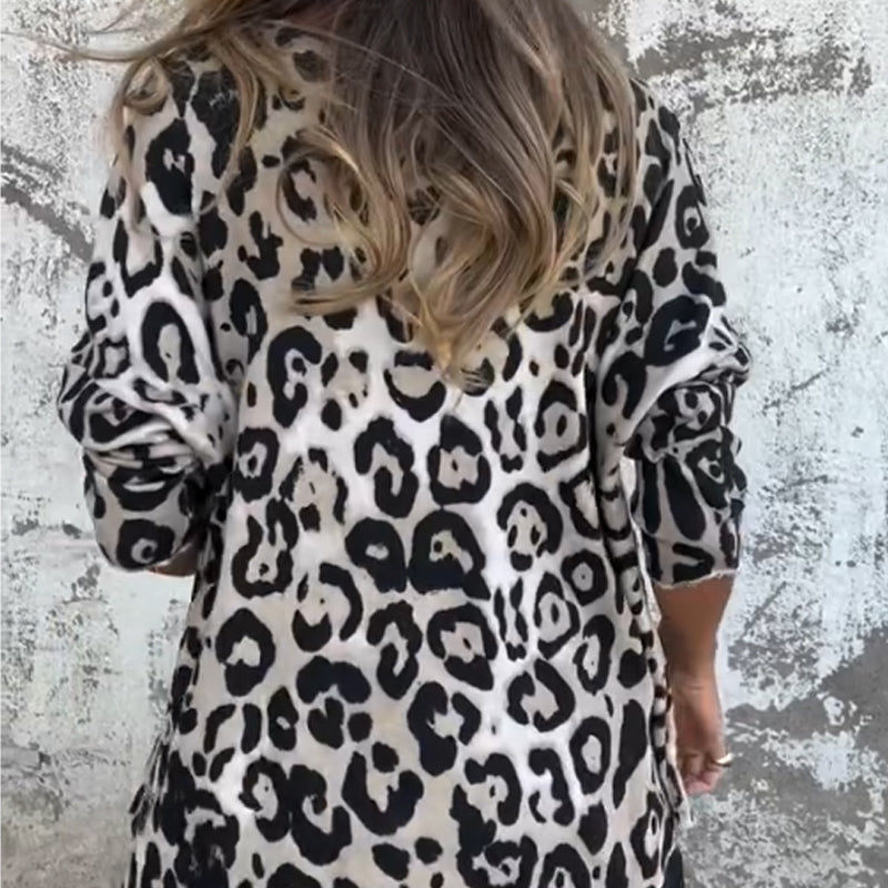 💕 Remise limitée de 50 % 💕 Top femme col rond léopard extensible